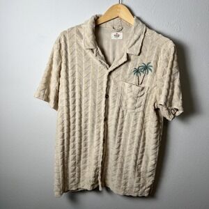 Marine Layer Shirt Mens Large Palm Tree Embroidered Textured Camp Summer 2024